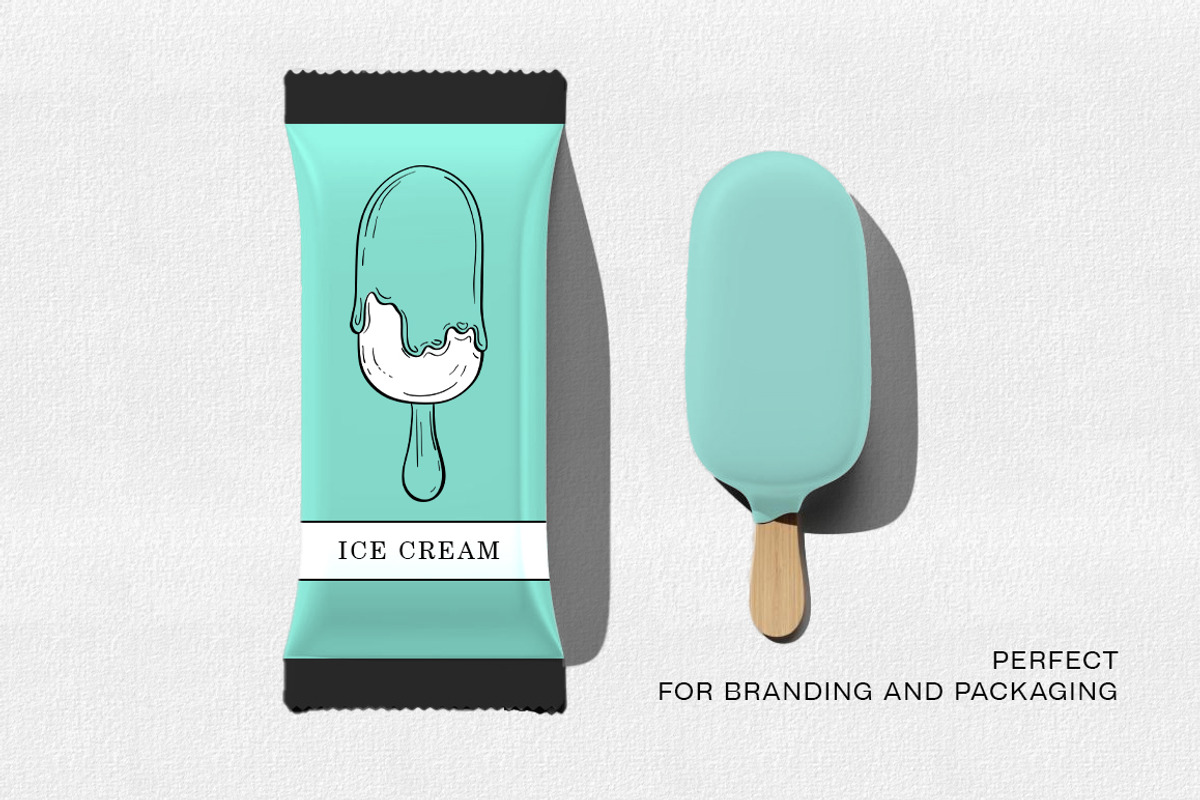 Watercolor & Line Art Ice Cream Set, a Food Illustration by Garden in frame (Photo 6 of 8)