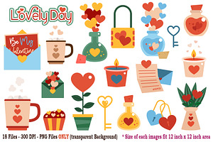Lovely Day Digital Clip Art, a Seasonal Illustration by Cozy Cat Design