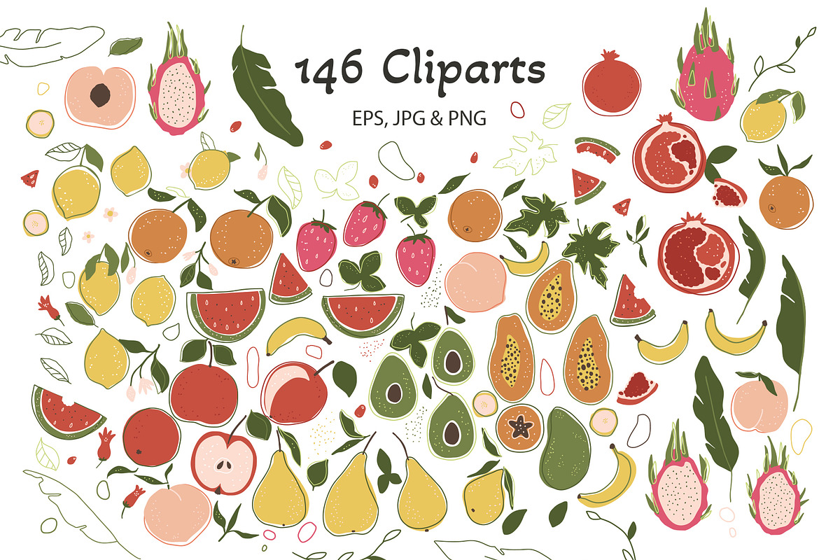 Summer fruits. Big graphic set., an Illustration by ClipArtRoom (Photo 4 of 8)