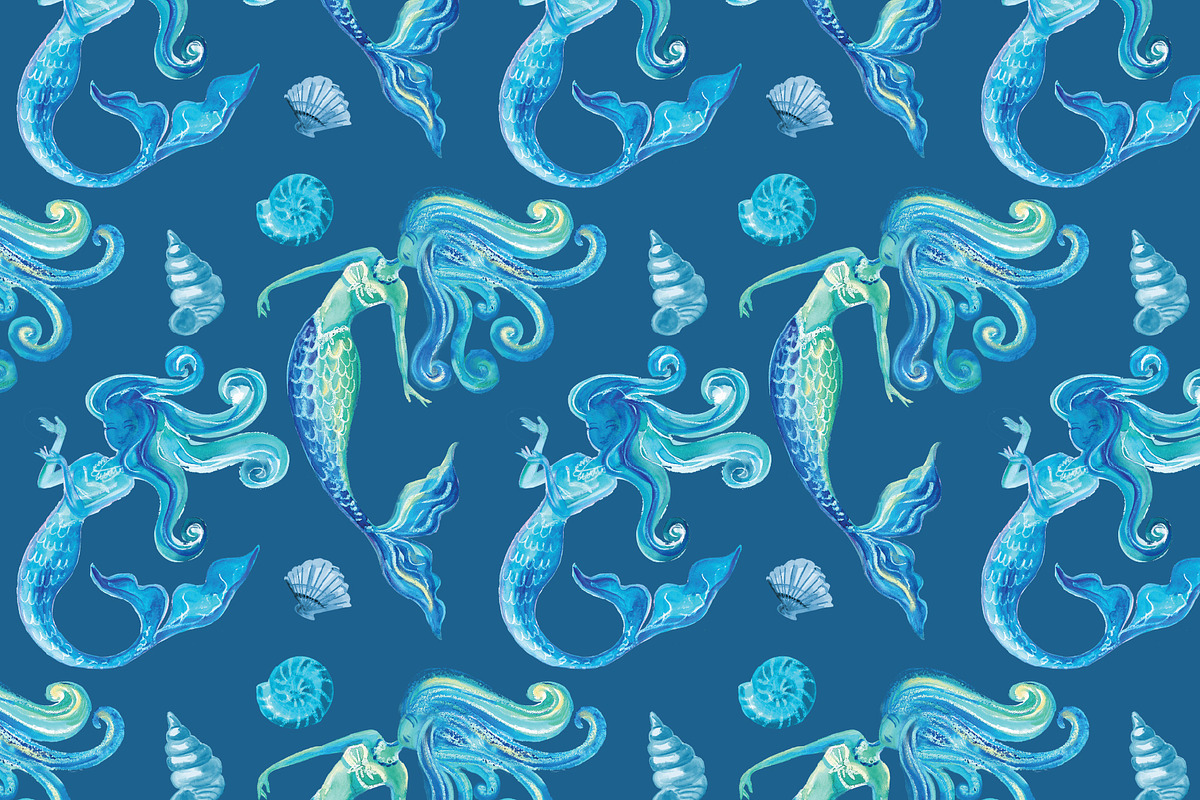 Mermaids Illustrations & Patterns, a Graphic by KT Art & Design (Photo 4 of 8)