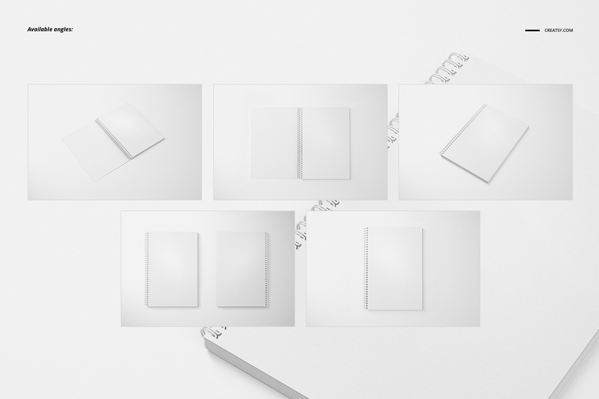 A4 Notebook Mockup Set (square holes, a Stationery Template by creatsy5 (Photo 2 of 14)
