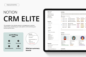 Notion CRM Elite, a Templates & Theme by Small Wins