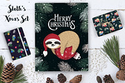 Sloth's Christmas Set, a Pattern Graphic by Dasha_D (Thumbnail 1 of 4)