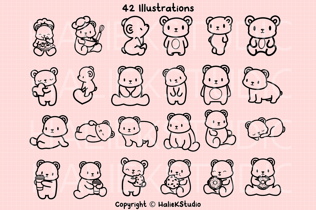 Bears SVG Illustrations - Kawaii, an Animal Illustration by HalieKStudio (Photo 2 of 8)