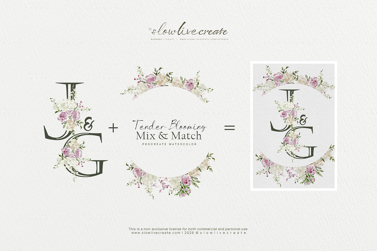 Bloom | Wedding Watercolor Florals, a Pattern Graphic by slowlivecreate (Photo 5 of 7)
