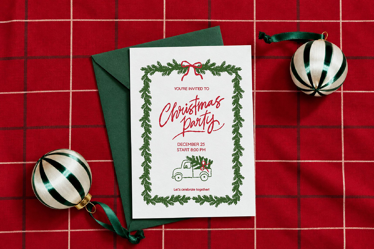 Vintage Christmas Party Clipart, a Decorative Illustration by Barkova Nadya (Photo 3 of 9)