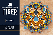 Tiger 3D Mandala - SVG cut file, an Object Graphic by Arshad Ali (Thumbnail 1 of 8)