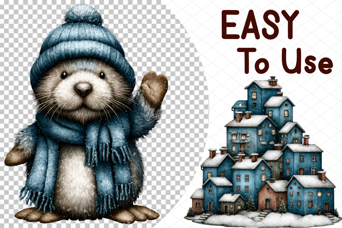 Whimsical Icy Blue Christmas Clipart, an Illustration by cherrydesign (Photo 4 of 4)