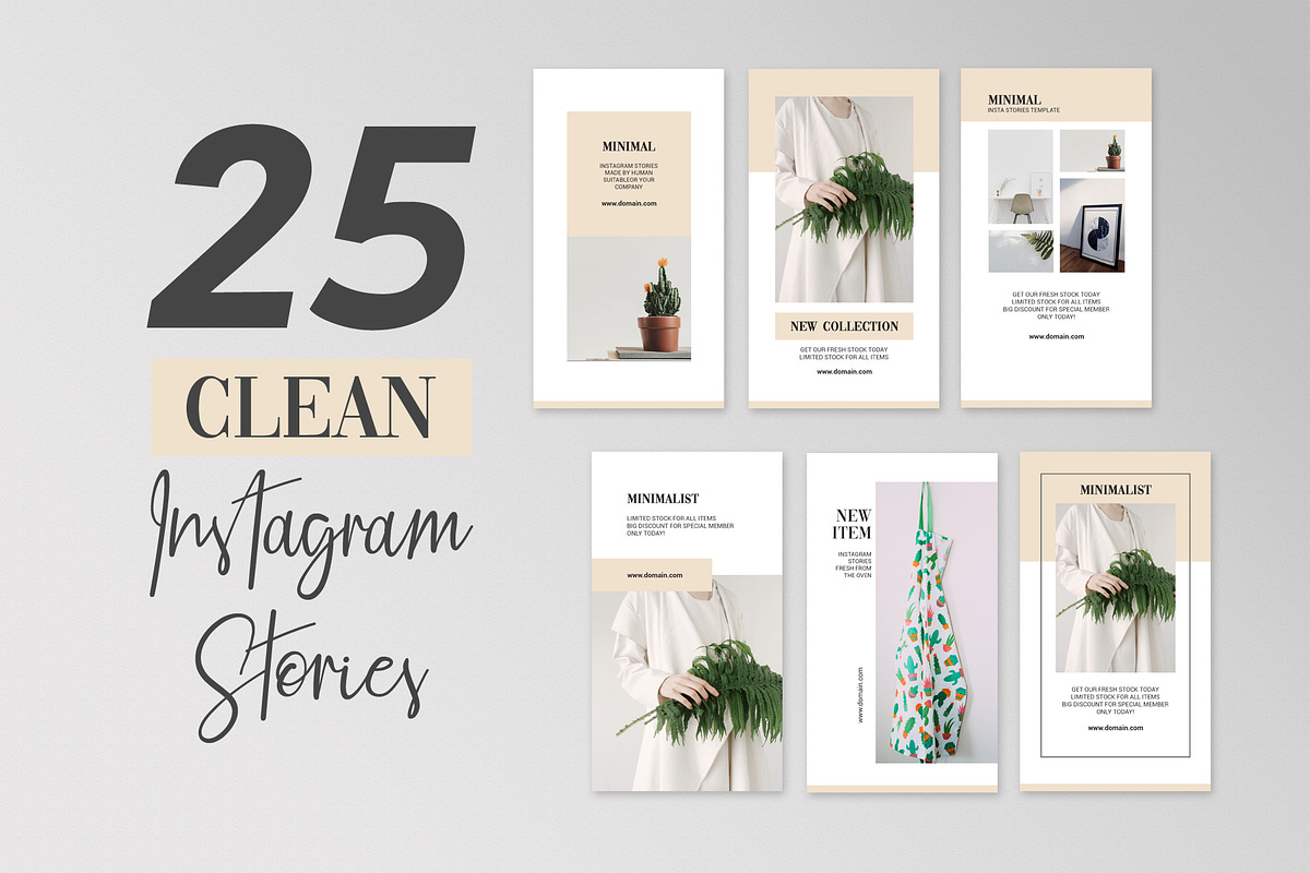 CLEAN INSTAGRAM STORIES BUNDLE, a Social Media Template by Medianeka (Photo 1 of 4)