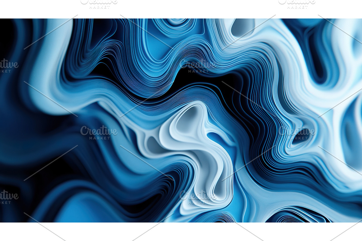 Abstract blue and white fluid waves, an Illustration by Lermont51