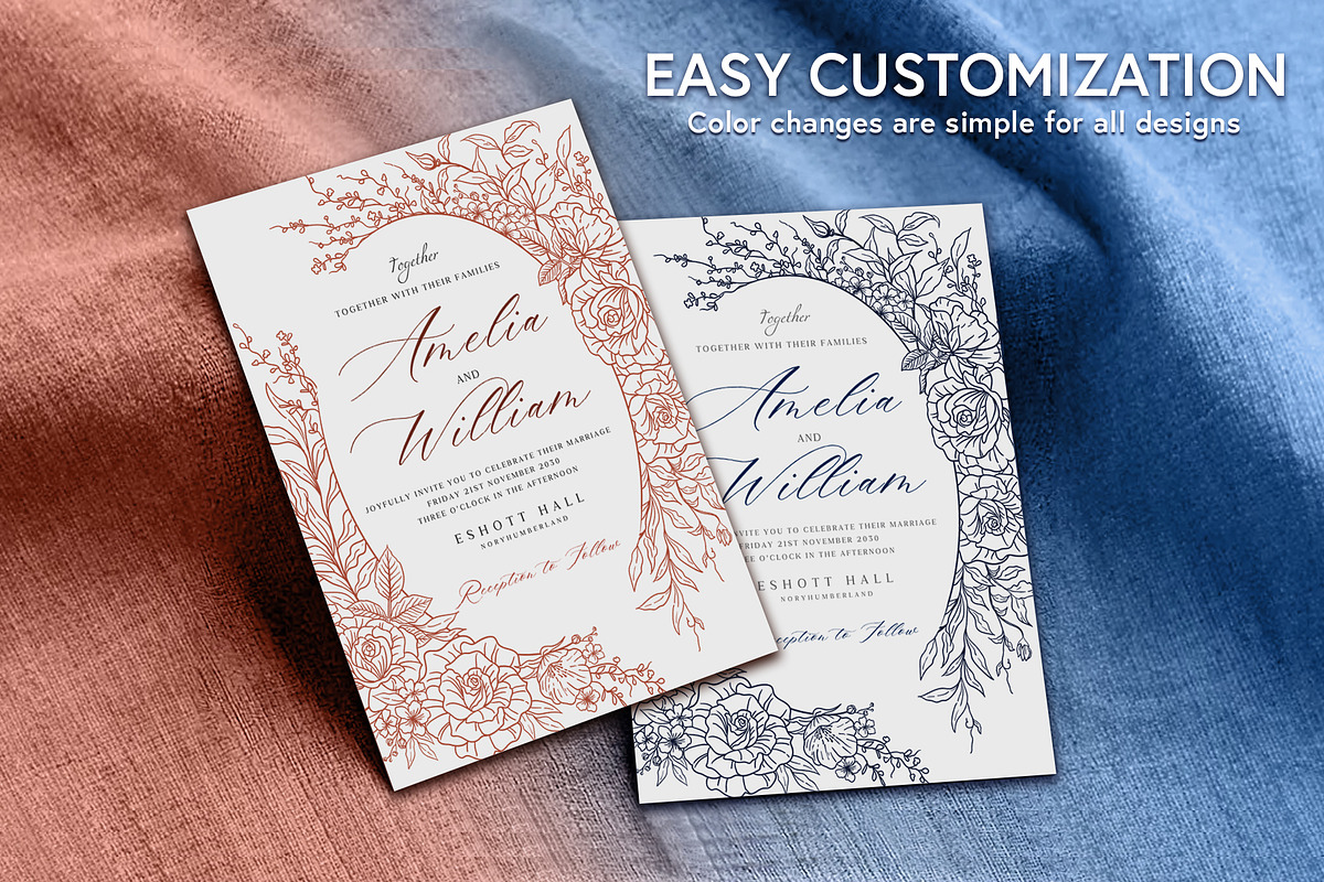 Rose Wedding Invitation Sets, a Print Template by Shwet Art (Photo 4 of 7)