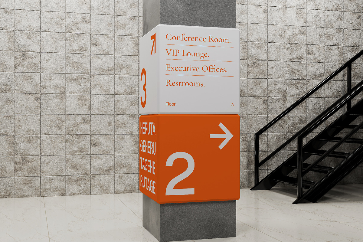 Pole Sign Wayfinding Mockup, an Advertising Mockup by herutage (Photo 2 of 4)