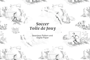 Soccer Toile De Jouy Pattern