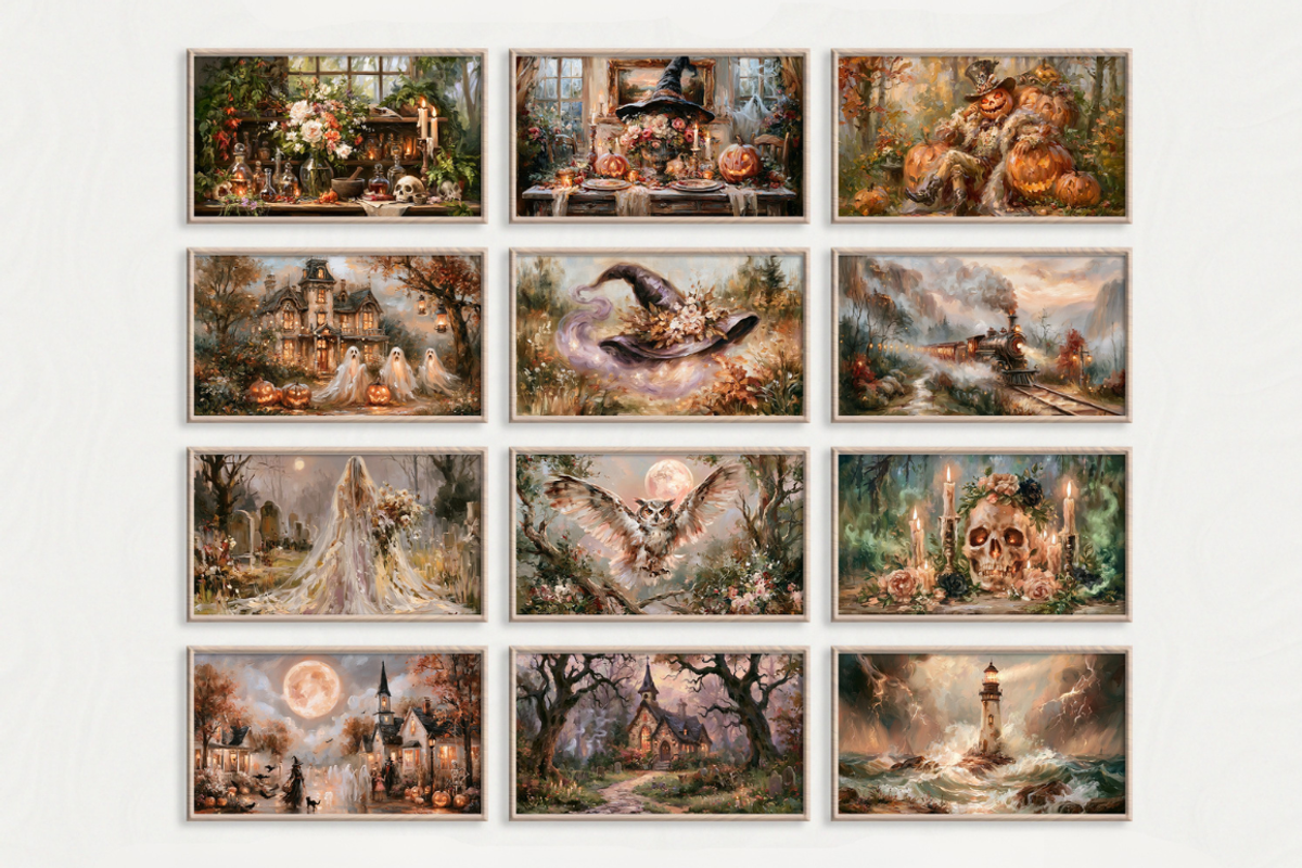 Halloween Oil Painting Frame Tv Art, a Seasonal Illustration by PrintablesByFranklyn (Photo 3 of 11)