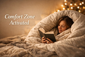 Cozy home setting with woman reading, a Photo by Dvoevnore photos