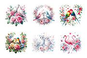 Romantic Bird Couples Clipart, an Illustration by SinaCreation (Thumbnail 4 of 11)