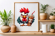 Grumpy Coffee Chicken Clipart Bundle, a Seasonal Illustration by Craft Nest (Thumbnail 6 of 6)