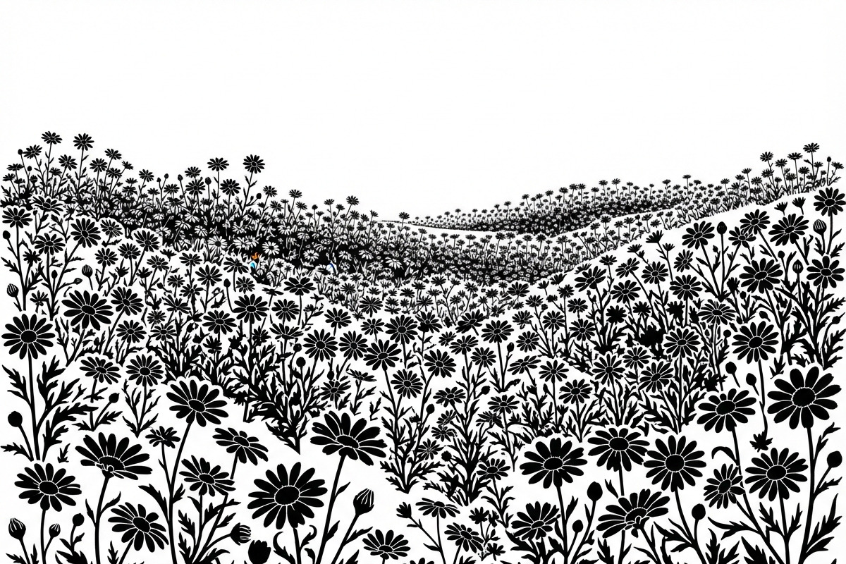 60 Daisy Flower Field Silhouette, a Seasonal Illustration by Amazin_art (Photo 16 of 22)