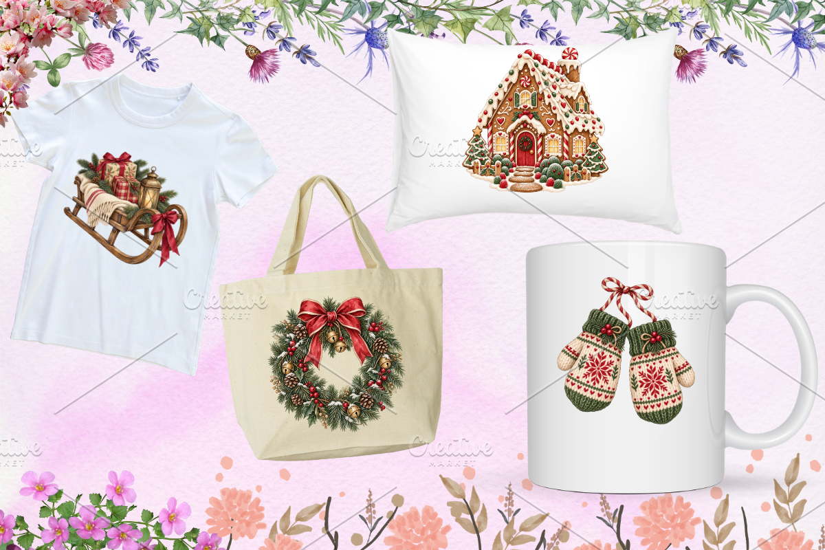 Cute Christmas Decor Cliparts Vol-2, a Seasonal Illustration by Ink Gallery (Photo 5 of 9)