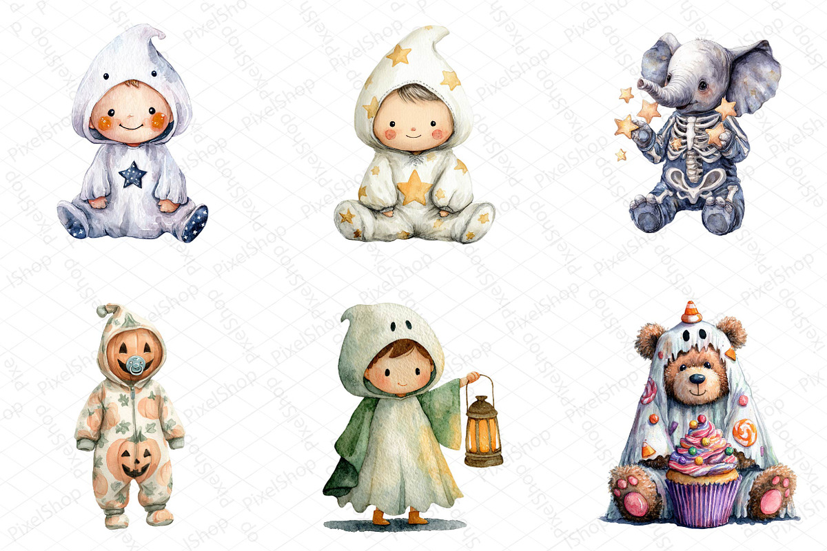 Cute Costume Halloween Clipart, an Illustration by DreamPrint404 (Photo 3 of 5)