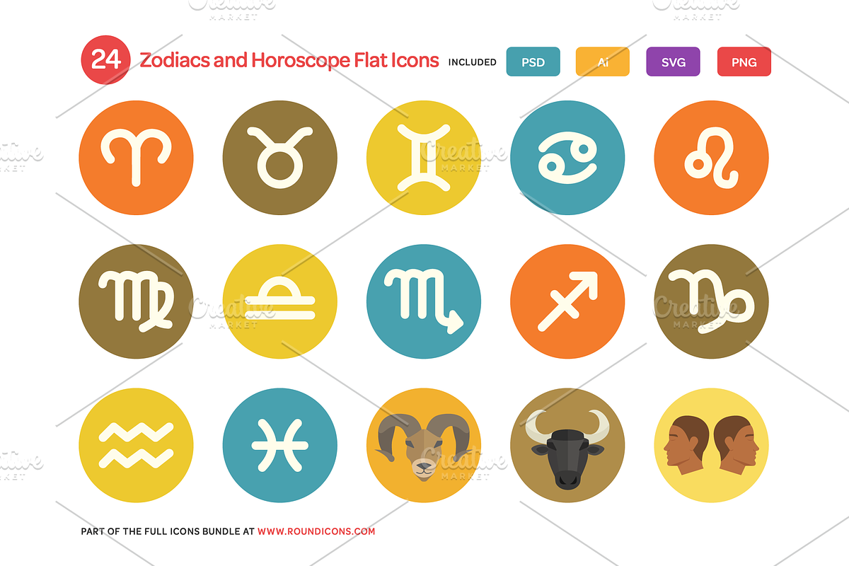 Zodiacs and Horoscope Flat Icons, an Icon by Vectopus.com (Photo 2 of 4)