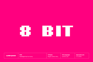 8 Bit - Multilingual Pixel Typeface, a Sans Serif Font by alpercakici
