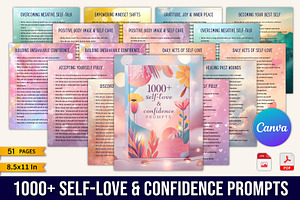 1000+ Self-Love & Confidence Prompts, a Templates & Theme by Designmela01