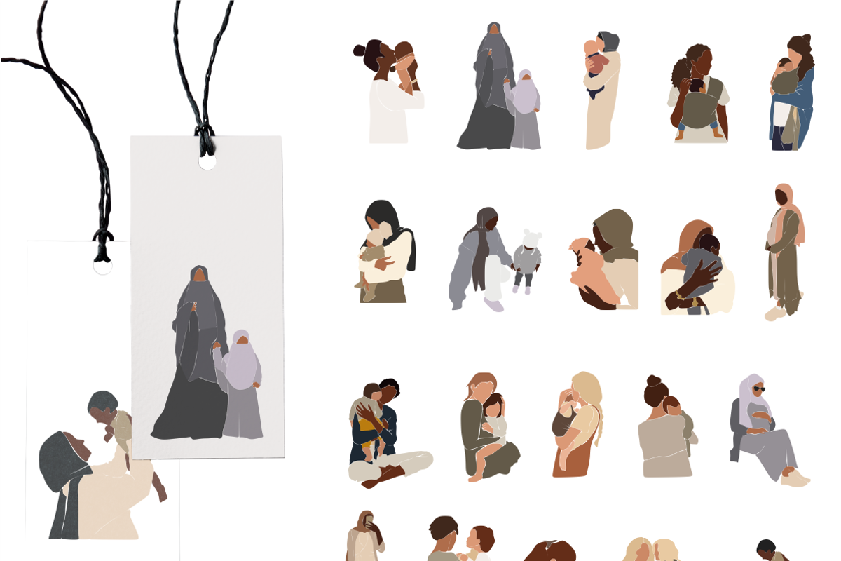 Children's clipart, child and mother, a Person Illustration by Yana_mide (Photo 3 of 9)