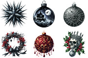 Gothic Christmas Ornaments Clipart, an Illustration by DreamArtGraphic (Thumbnail 2 of 5)