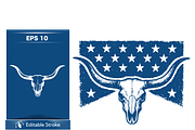 Western Skull with Stars Design, a Decorative Illustration by CarWrap design (Thumbnail 1 of 3)
