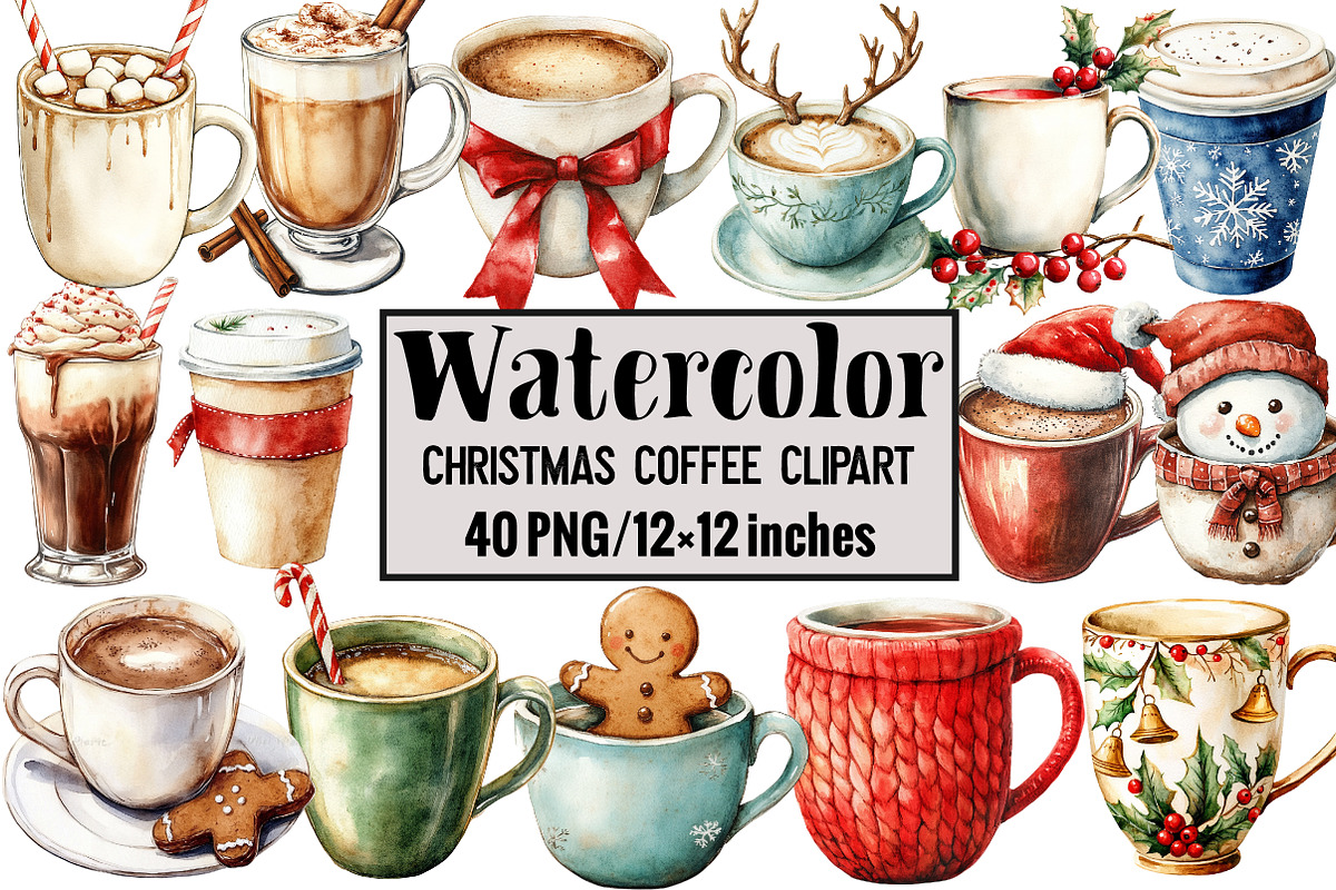 Christmas Coffee Clipart, an Illustration by Design Market (Photo 1 of 4)
