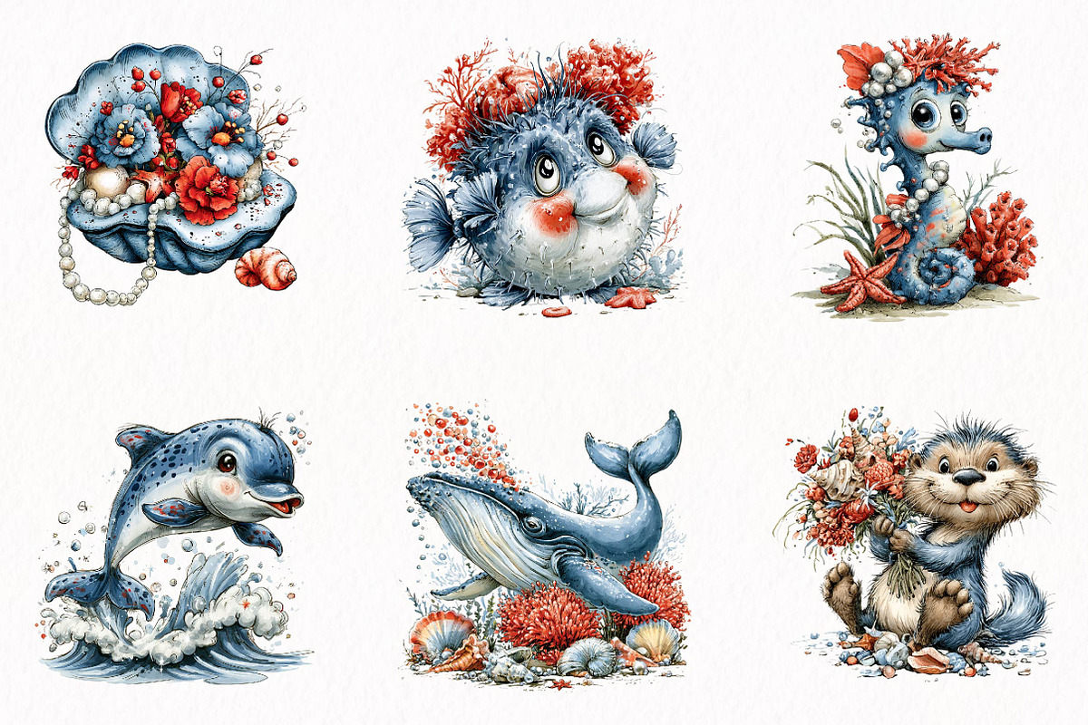 Pastel Undersea Life PNG Clipart, an Animal Illustration by fashionaddict (Photo 2 of 7)