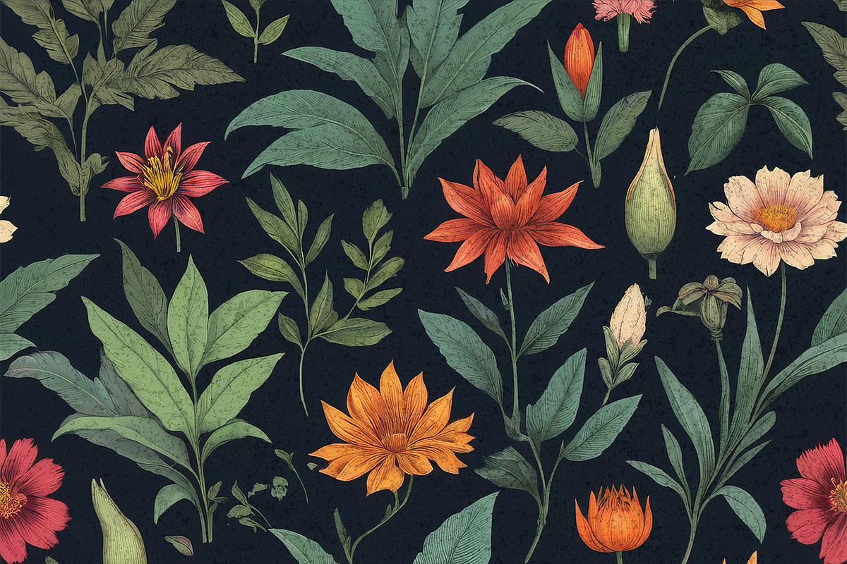 Vintage Botanical Floral Patterns, a Decorative Illustration by StockVerse Creative (Photo 4 of 4)
