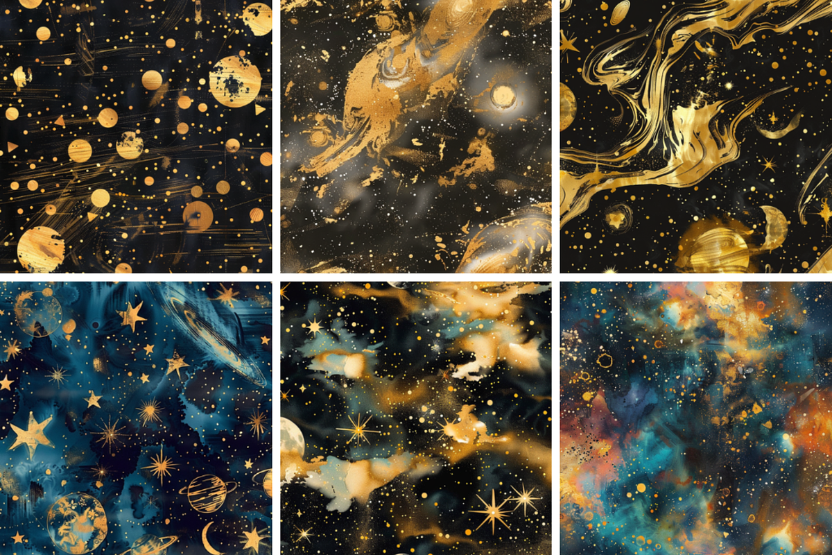 Gold Painted Galaxy Patterns, a Pattern Graphic by PrintablesByFranklyn (Photo 4 of 4)