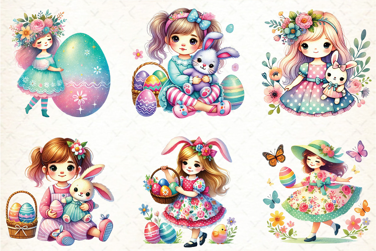 Spring Easter Girls Sublimation PNG, an Illustration by DreamCafeArt (Photo 2 of 5)