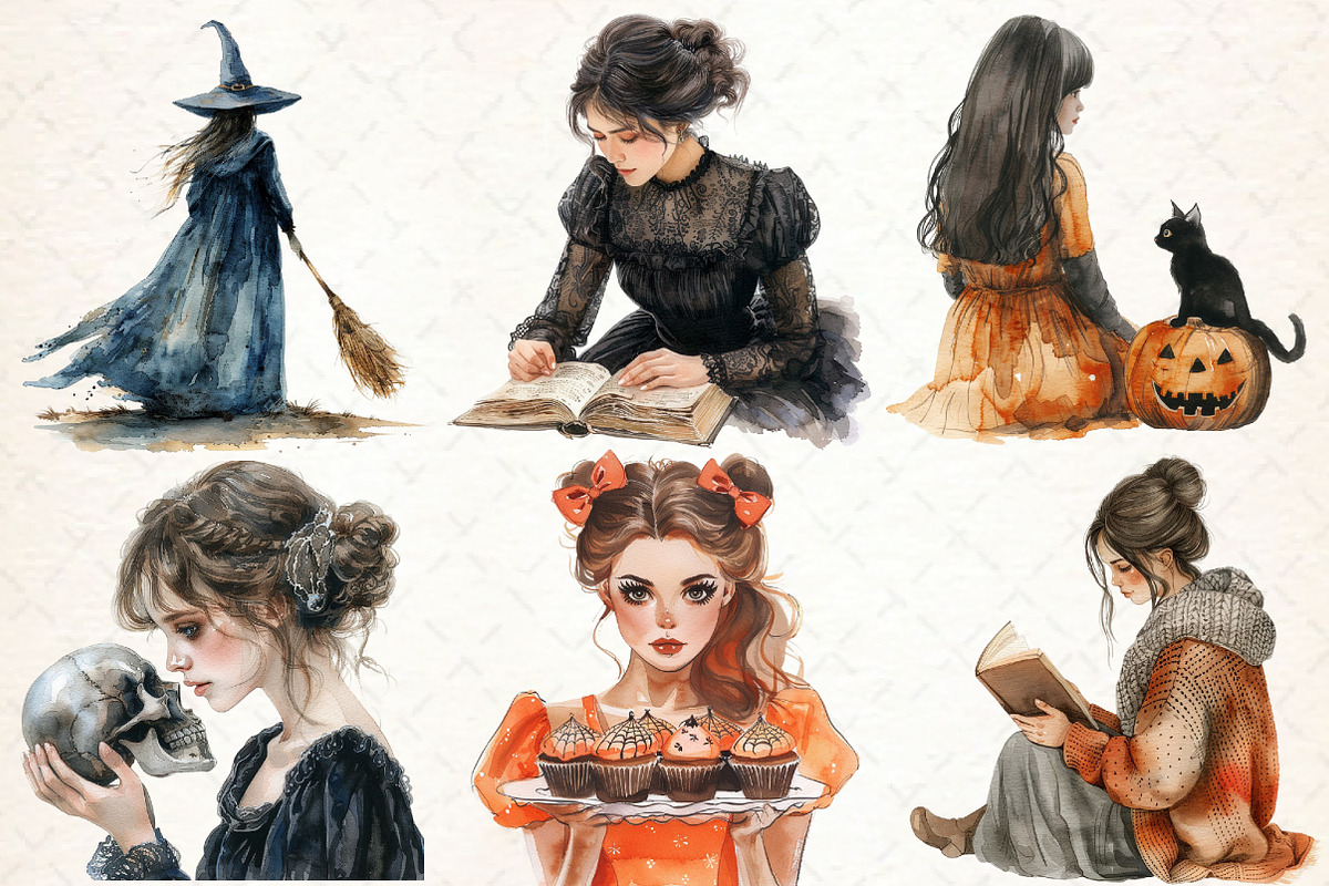 Vintage Halloween Clipart, an Illustration by Libby Wishes (Photo 2 of 9)