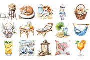 Watercolor Seaside Siesta Clip Art, an Illustration by Craft Nest (Thumbnail 2 of 4)