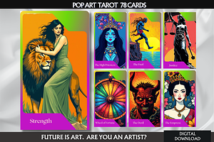Pop Art Tarot Deck 78 Cards, a Decorative Illustration by Mugio