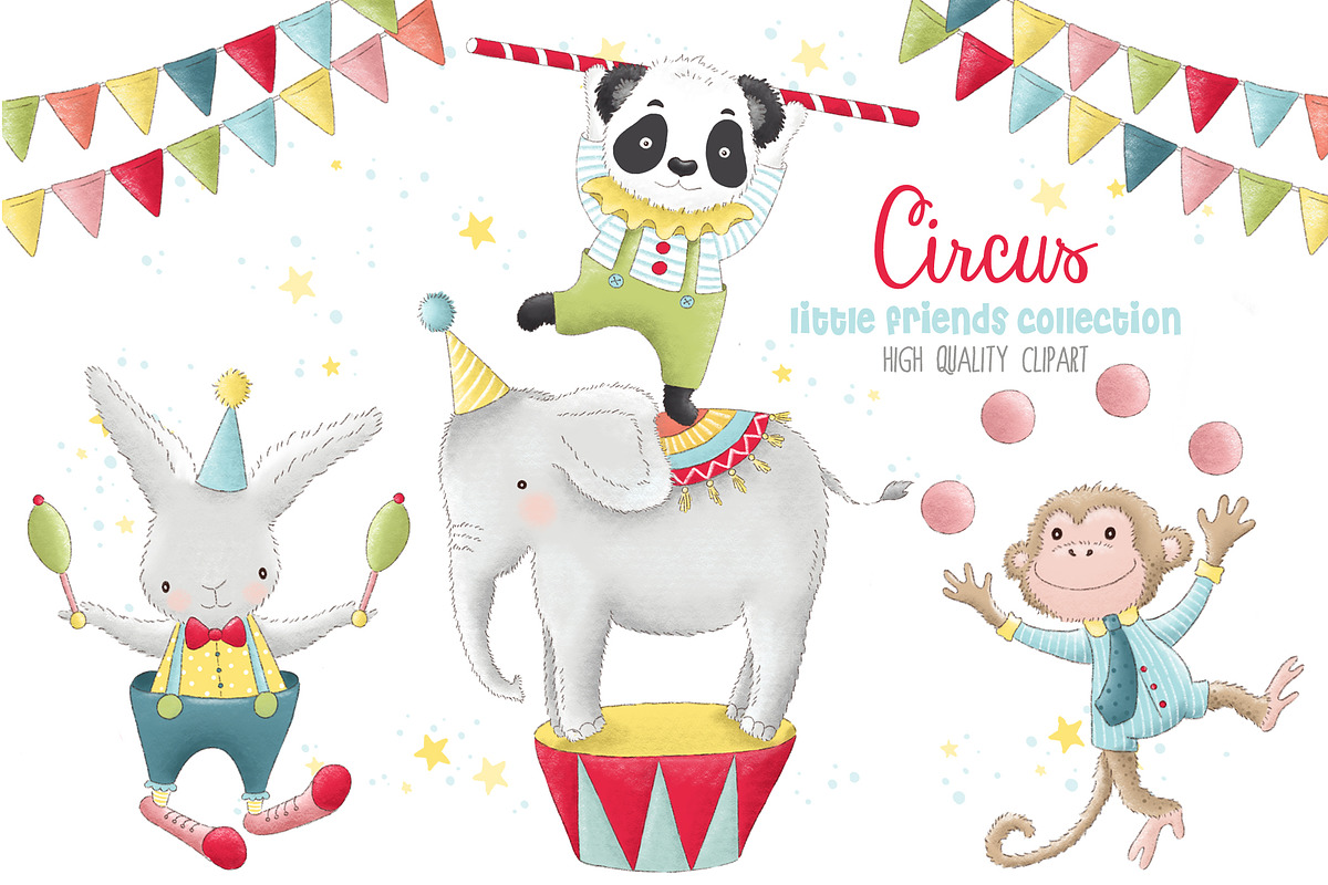 Animal Circus Carnival Clip Art, an Animal Illustration by Magic Story Studio (Photo 1 of 3)