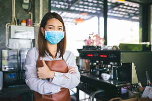 New normal startup small business Portrait of Asian woman barist