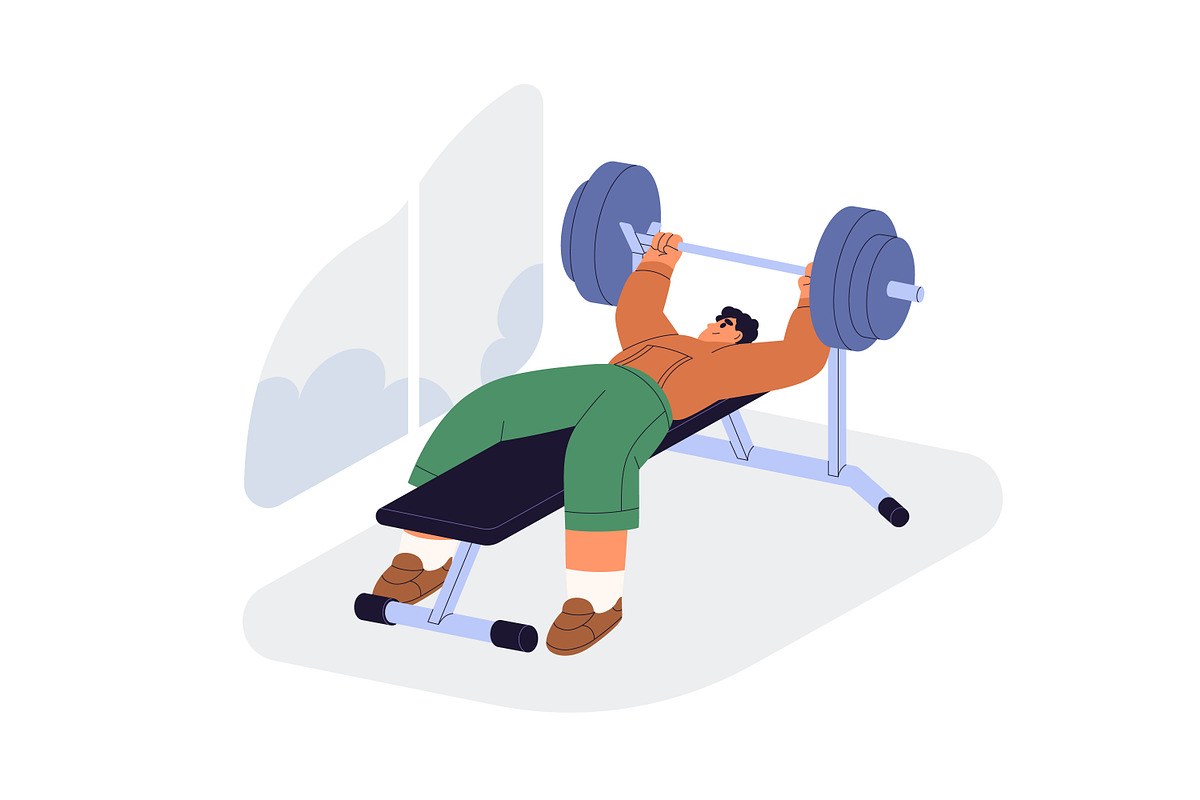 People do sport exercises in gym set, a Sport Illustration by Good Studio (Photo 14 of 15)