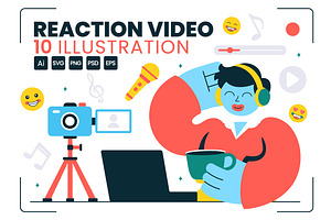 10 Social Media Reaction Video, a Person Illustration by denayunebgt