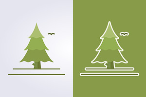 flat colored pine tree icon vector, a Branding & Logo Template by Lodzrov