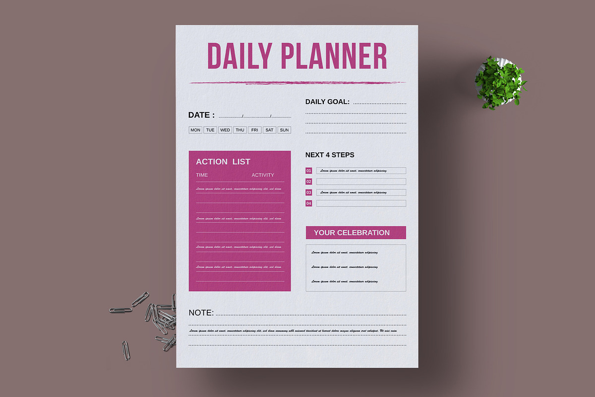 Daily Planner Layout, a Stationery Template by MightyDesign (Photo 1 of 8)