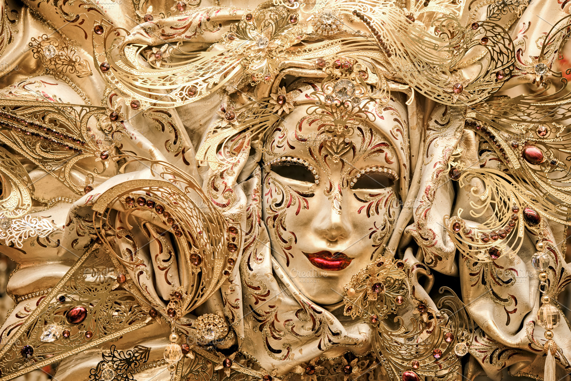 Traditional golden Venetian mask, an Arts & Entertainment Photo by BOOCYS
