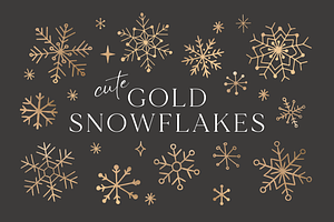 70% SALE - Gold Aesthetic Snowflakes