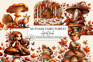 FOLK AUTUMN FAIRY FOREST CLIPART