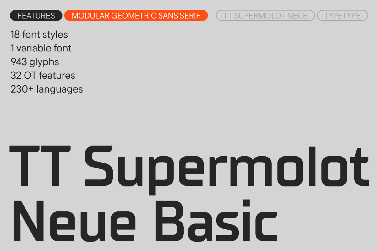 TT Supermolot Neue Basic, a Sans Serif Font by TypeType (Photo 1 of 15)