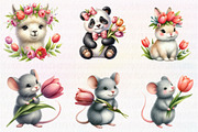 Cute Animals and Tulip Flower, an Illustration by CreationArt (Thumbnail 2 of 6)