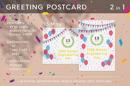 IEEE Global Engineering Day - May 13, a Card Template by Textures & Backgrounds